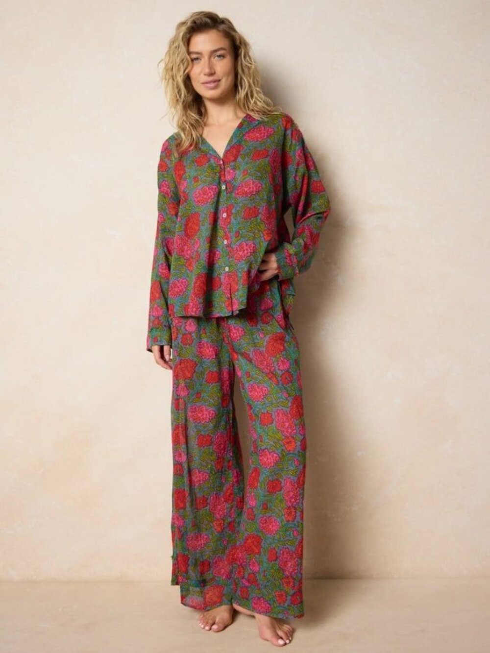 Natural Life Dreamy Cotton Pajama Set - Drawn Garden Multi